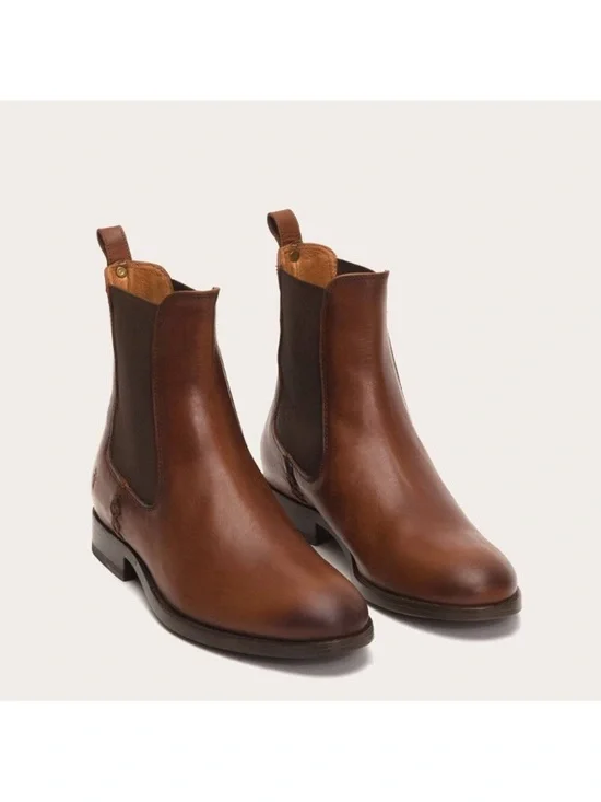 Frye Melissa Chelsea Boots in Cognac Leather Size 8.5 - Picture 2 of 16